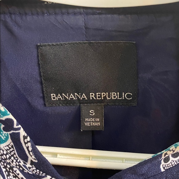 Banana Republic Floral Bird Print Drape Navy Bomber jacket Coat Women’s Small - Picture 3 of 9